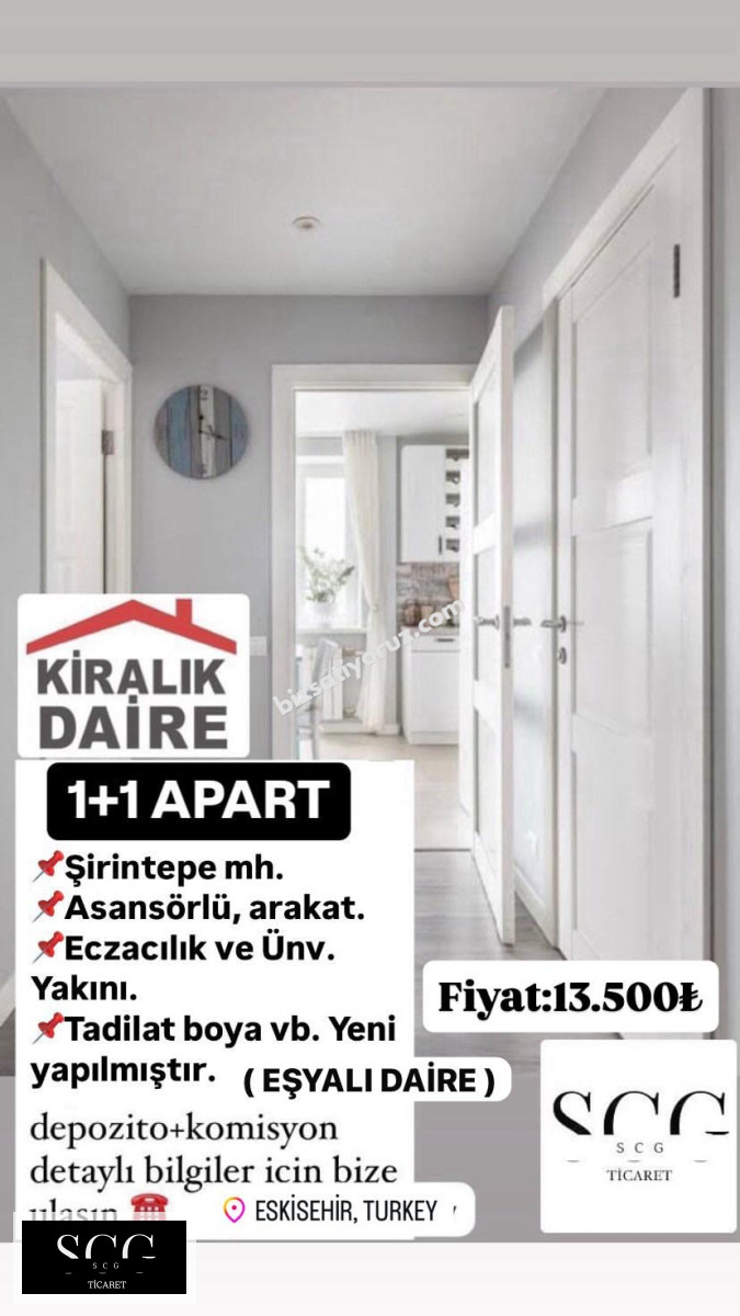 SCG GAYRİMENKUL Şirintepe Eczacılık yakını 1+1 